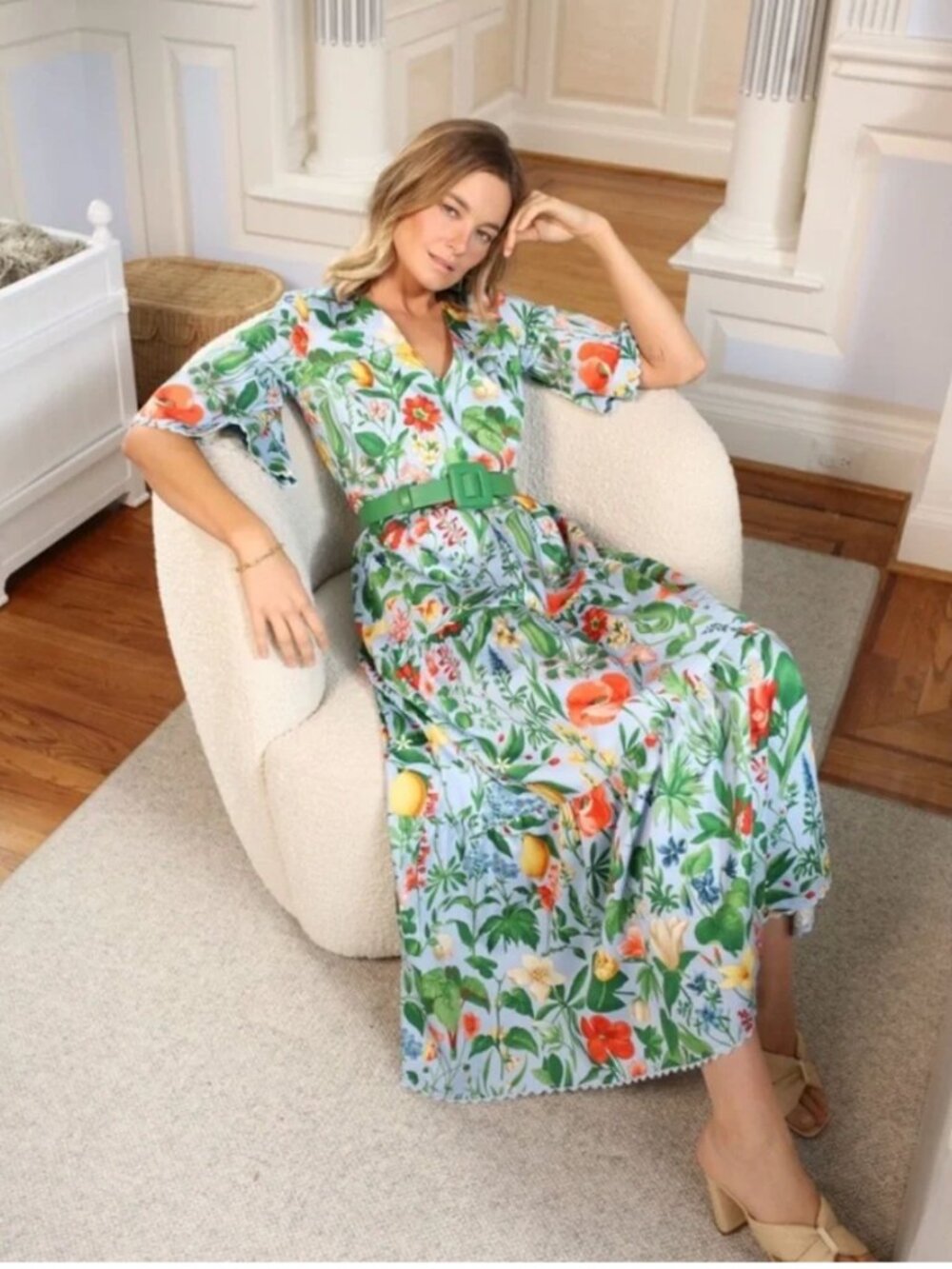 Tuckernuck Blue Blooming Botanical Ginger Floral Maxi Dress Small Never Worn